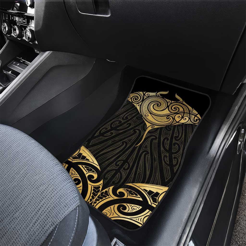 Gold Black New Zealand Manta Ray Car Mats Aotearoa Maori Haehae LT14 - Polynesian Pride