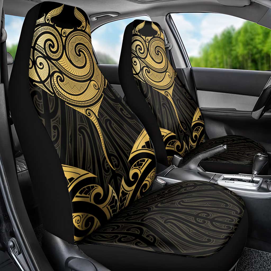 Gold Black New Zealand Manta Ray Car Seat Cover Aotearoa Maori Haehae - Polynesian Pride