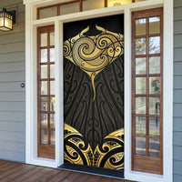 Gold Black New Zealand Manta Ray Door Cover Aotearoa Maori Haehae - Polynesian Pride