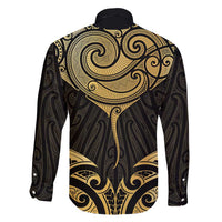 Gold Black New Zealand Manta Ray Family Matching Puletasi and Hawaiian Shirt Aotearoa Maori Haehae - Polynesian Pride