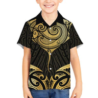 Gold Black New Zealand Manta Ray Family Matching Puletasi and Hawaiian Shirt Aotearoa Maori Haehae - Polynesian Pride
