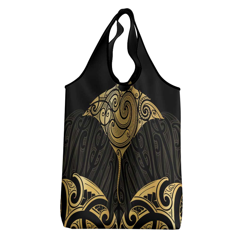 Gold Black New Zealand Manta Ray Grocery Bag Aotearoa Maori Haehae LT14 - Polynesian Pride