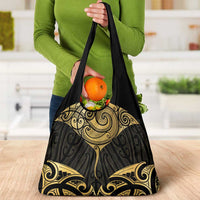 Gold Black New Zealand Manta Ray Grocery Bag Aotearoa Maori Haehae LT14 - Polynesian Pride