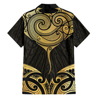 Gold Black New Zealand Manta Ray Hawaiian Shirt Aotearoa Maori Haehae LT14 - Polynesian Pride