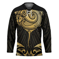 Gold Black New Zealand Manta Ray Hockey Jersey Aotearoa Maori Haehae - Polynesian Pride