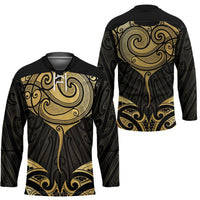 Gold Black New Zealand Manta Ray Hockey Jersey Aotearoa Maori Haehae - Polynesian Pride