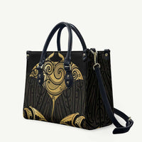 Gold Black New Zealand Manta Ray Leather Bag Aotearoa Maori Haehae - Polynesian Pride