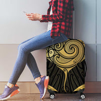 Gold Black New Zealand Manta Ray Luggage Cover Aotearoa Maori Haehae - Polynesian Pride