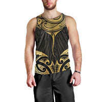 Gold Black New Zealand Manta Ray Men Tank Top Aotearoa Maori Haehae LT14 - Polynesian Pride