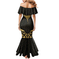 Gold Black New Zealand Manta Ray Mermaid Dress Aotearoa Maori Haehae - Polynesian Pride