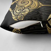 Gold Black New Zealand Manta Ray Pillow Cover Aotearoa Maori Haehae - Polynesian Pride
