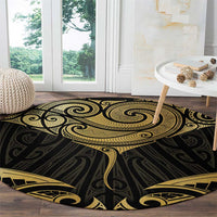Gold Black New Zealand Manta Ray Round Carpet Aotearoa Maori Haehae - Polynesian Pride