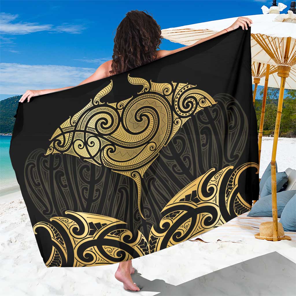 Gold Black New Zealand Manta Ray Sarong Aotearoa Maori Haehae - Polynesian Pride
