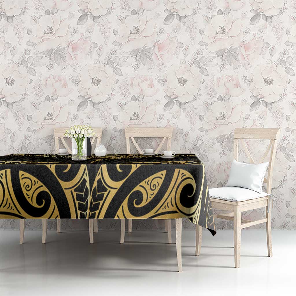 Gold Black New Zealand Manta Ray Tablecloth Aotearoa Maori Haehae - Polynesian Pride