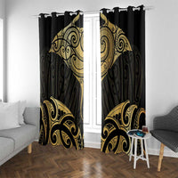 Gold Black New Zealand Manta Ray Window Curtain Aotearoa Maori Haehae - Polynesian Pride
