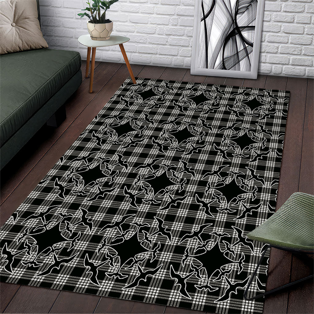 Eleele Hawaii Iwa Bird Palaka Motifs Area Rug LT14 Black - Polynesian Pride