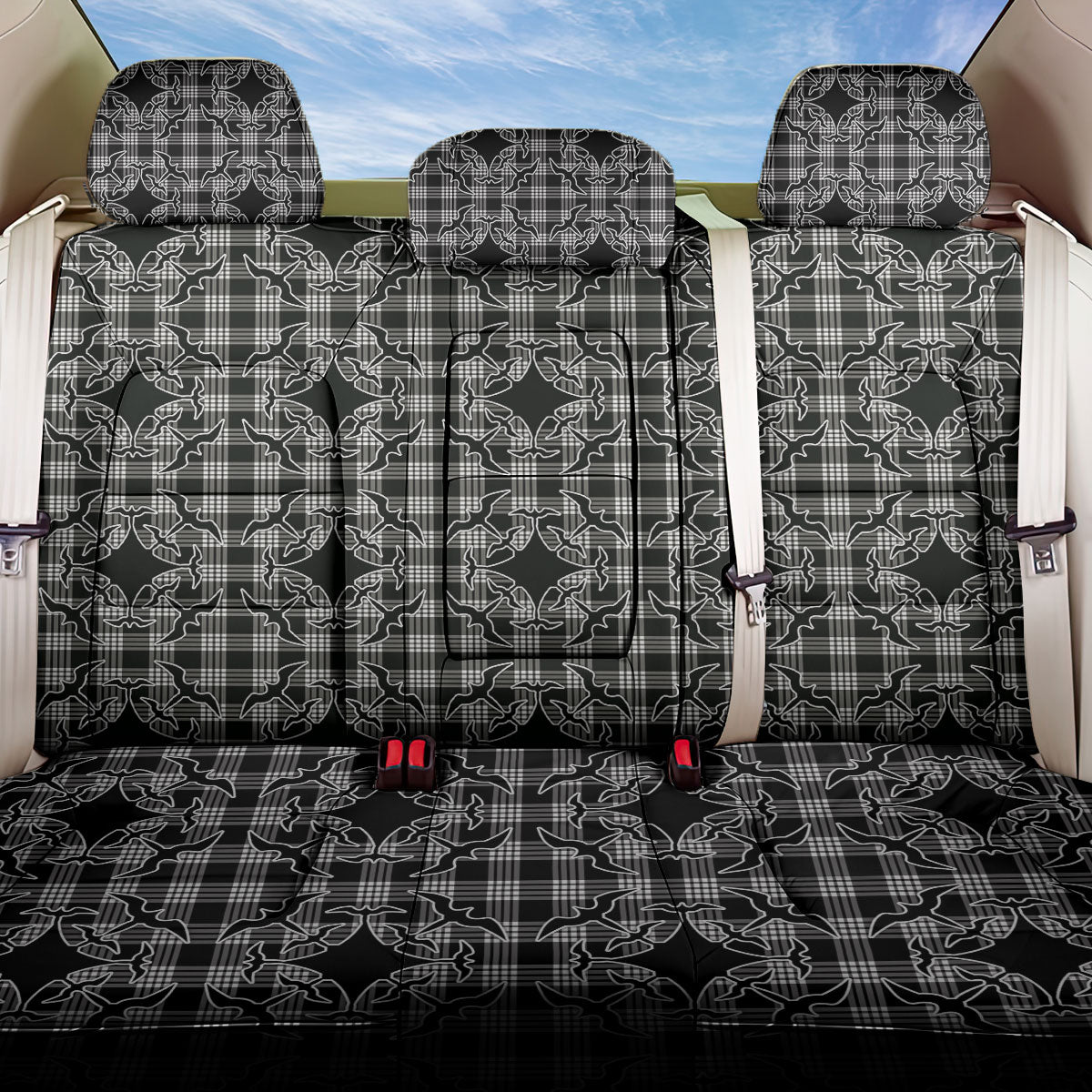 Eleele Hawaii Iwa Bird Palaka Motifs Back Car Seat Cover LT14 One Size Black - Polynesian Pride