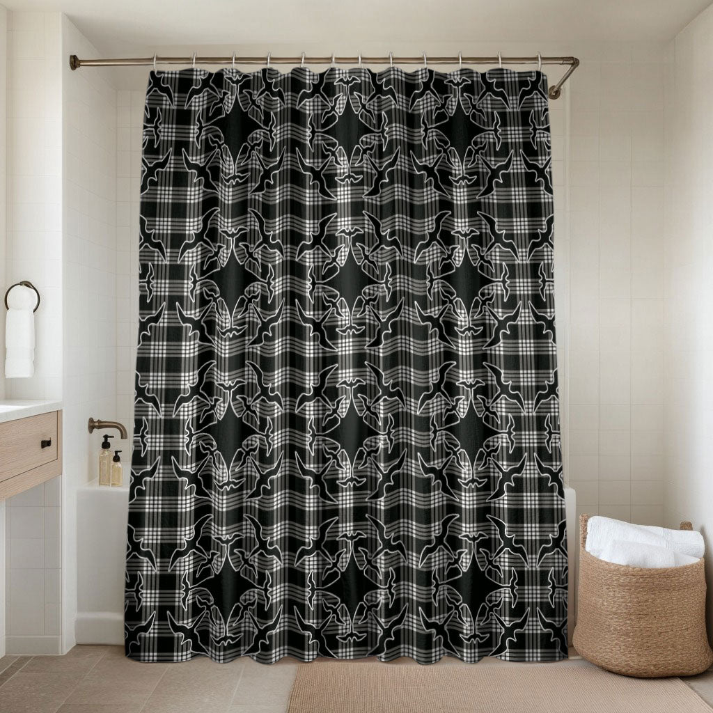 Eleele Hawaii Iwa Bird Palaka Motifs Bathroom Set LT14 Shower Curtain Only Black - Polynesian Pride
