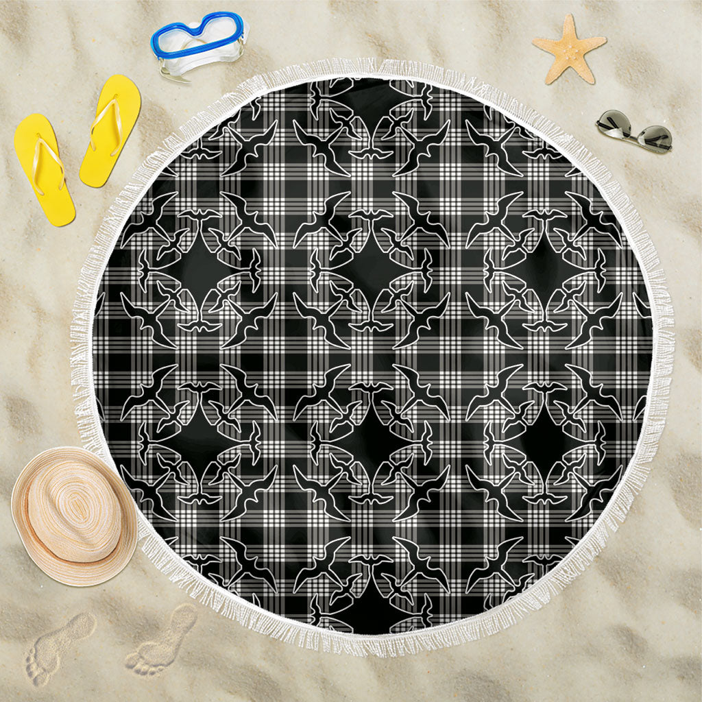 Eleele Hawaii Iwa Bird Palaka Motifs Beach Blanket LT14 One Size 150cm Black - Polynesian Pride