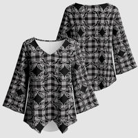 Eleele Hawaii Iwa Bird Palaka Motifs Kimono Sleeve Blouse LT14 - Polynesian Pride
