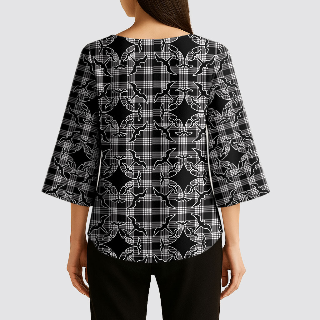Eleele Hawaii Iwa Bird Palaka Motifs Kimono Sleeve Blouse LT14 - Polynesian Pride