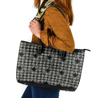 Eleele Hawaii Iwa Bird Palaka Motifs Leather Tote Bag LT14 Black - Polynesian Pride