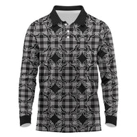 Eleele Hawaii Iwa Bird Palaka Motifs Long Sleeve Polo Shirt LT14 Black - Polynesian Pride