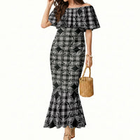 Eleele Hawaii Iwa Bird Palaka Motifs Mermaid Dress LT14 Women Black - Polynesian Pride
