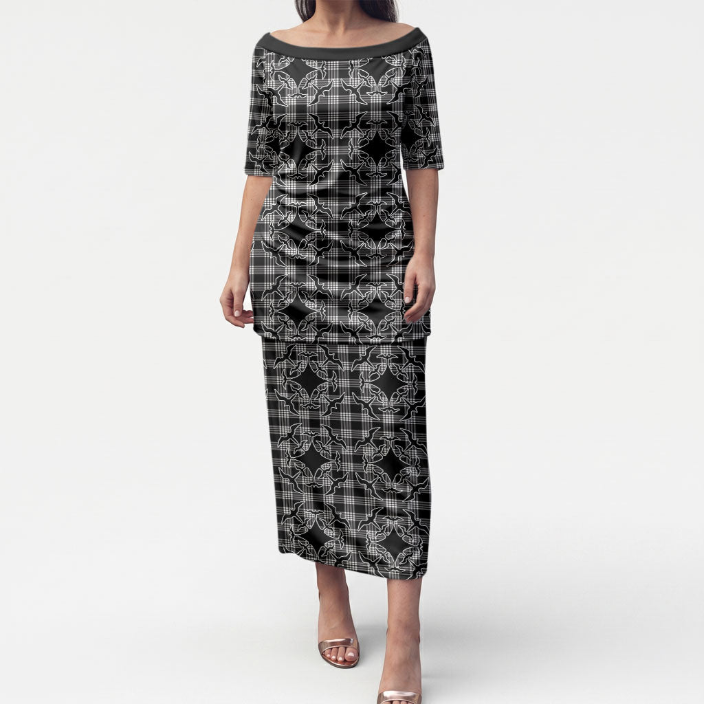 Eleele Hawaii Iwa Bird Palaka Motifs Puletasi LT14 Long Dress Black - Polynesian Pride