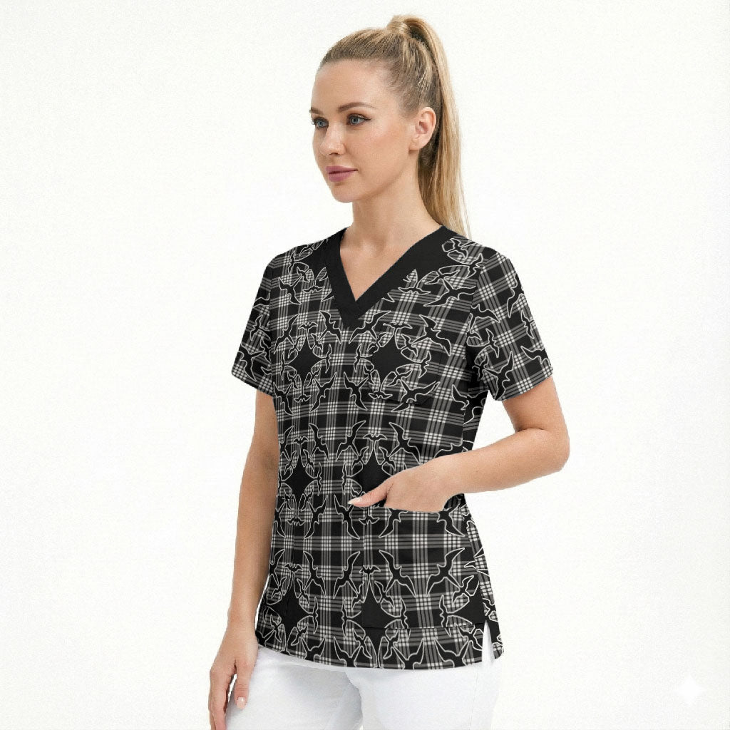 Eleele Hawaii Iwa Bird Palaka Motifs Scrub Top LT14 - Polynesian Pride