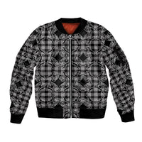 Eleele Hawaii Iwa Bird Palaka Motifs Sleeve Zip Bomber Jacket LT14 Unisex Black - Polynesian Pride