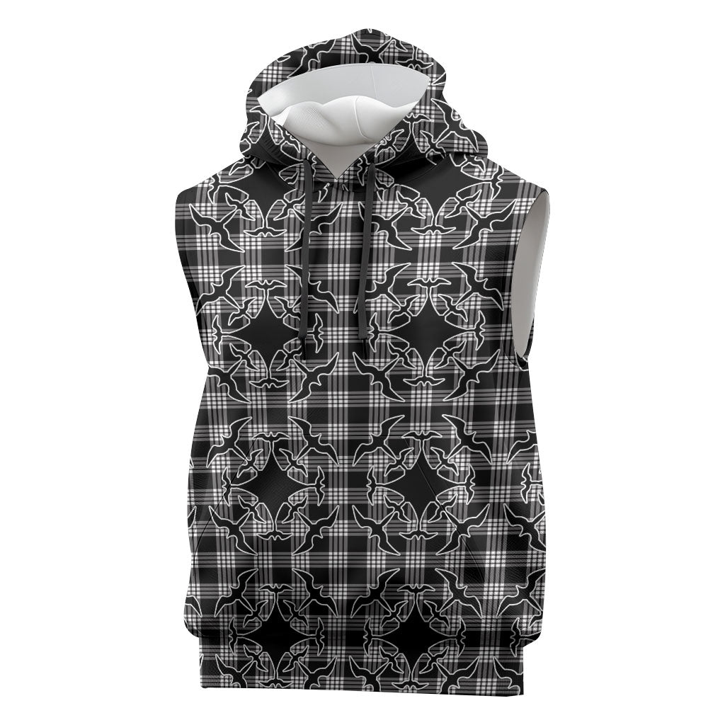 Eleele Hawaii Iwa Bird Palaka Motifs Sleeveless Hoodie LT14 Black - Polynesian Pride