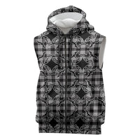 Eleele Hawaii Iwa Bird Palaka Motifs Sleeveless Zip Hoodie LT14 Black - Polynesian Pride