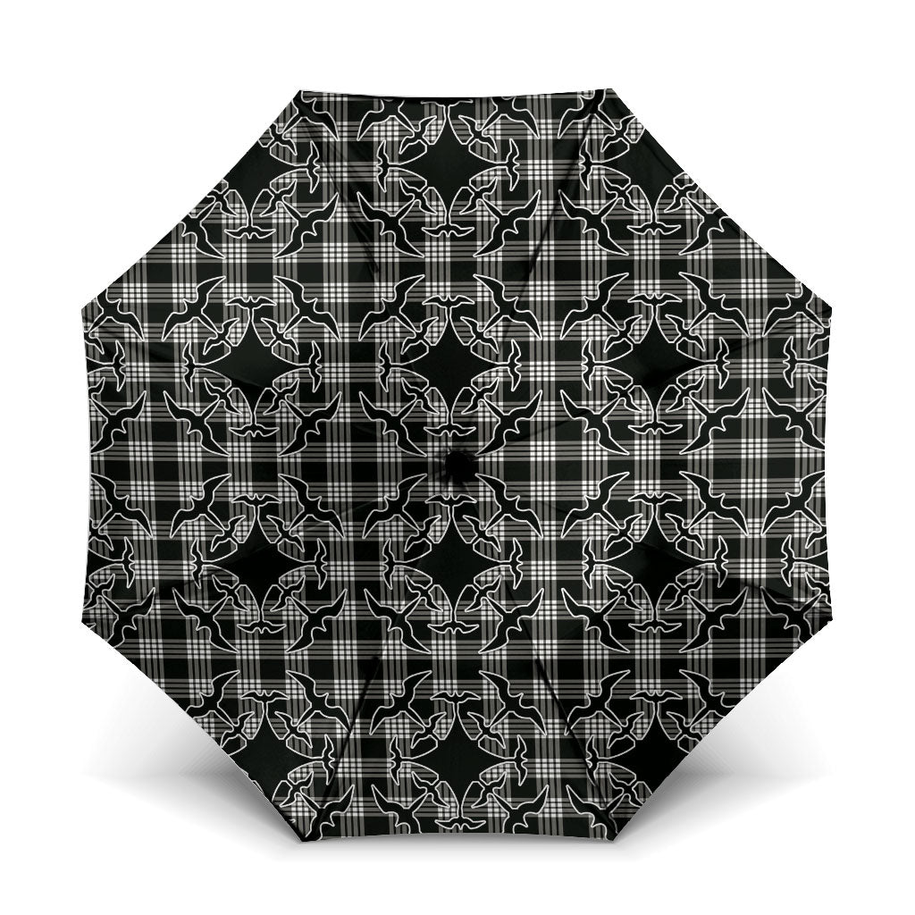 Eleele Hawaii Iwa Bird Palaka Motifs Umbrella LT14 One Size Folded 11.42 inch Opened Diameter 37.4 inch Black - Polynesian Pride