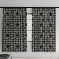 Eleele Hawaii Iwa Bird Palaka Motifs Window Curtain LT14 With Hooks Black - Polynesian Pride