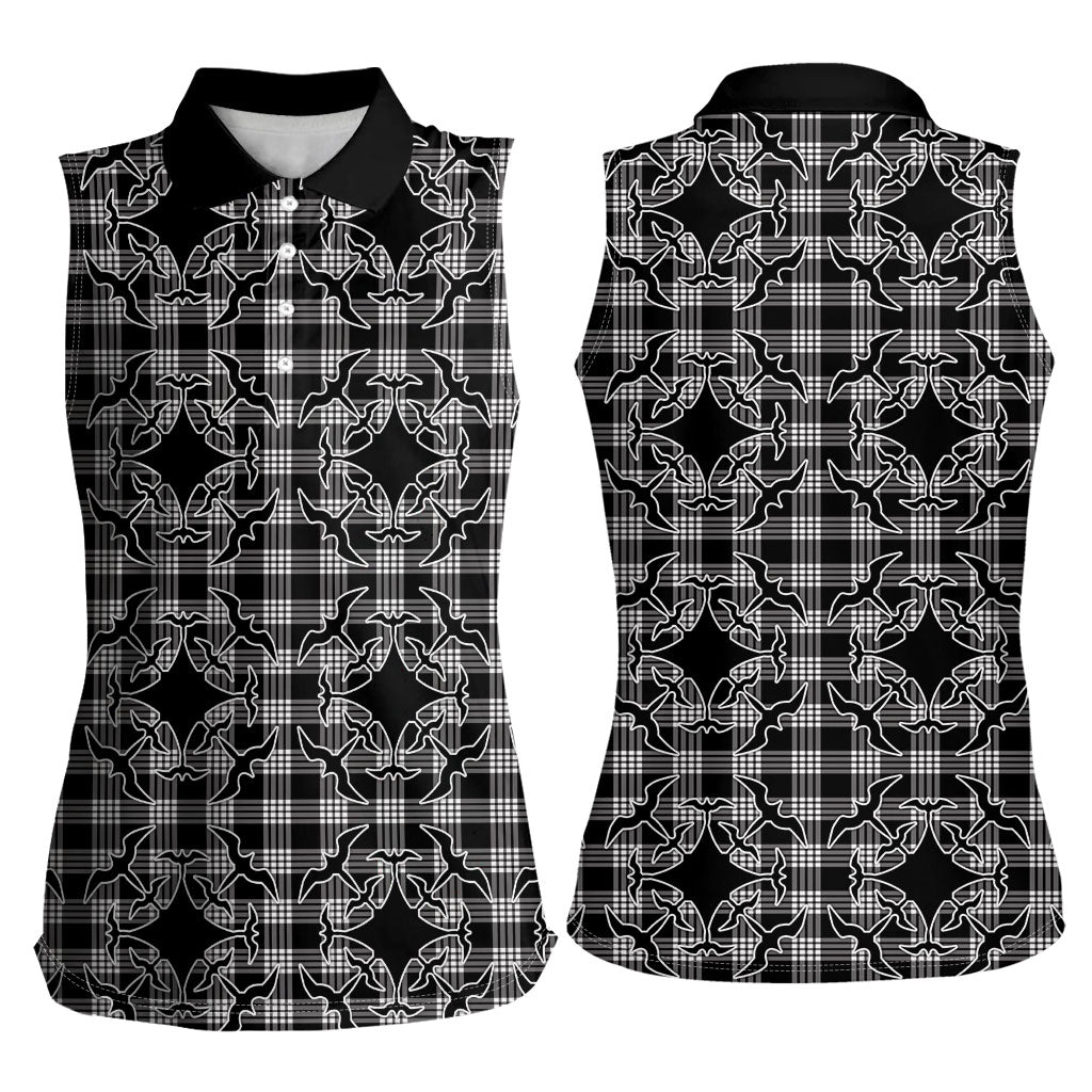 Eleele Hawaii Iwa Bird Palaka Motifs Women Sleeveless Polo Shirt LT14 - Polynesian Pride