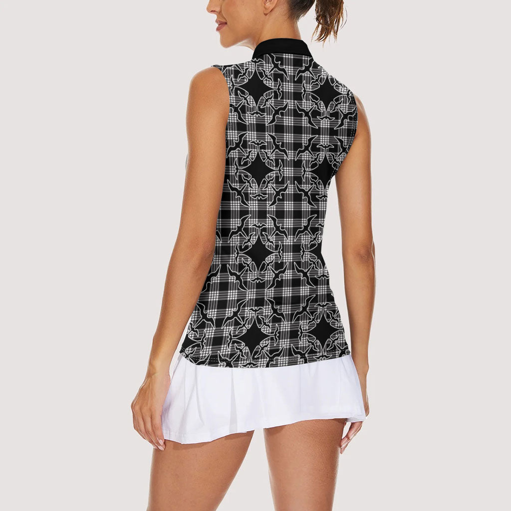 Eleele Hawaii Iwa Bird Palaka Motifs Women Sleeveless Polo Shirt LT14 - Polynesian Pride