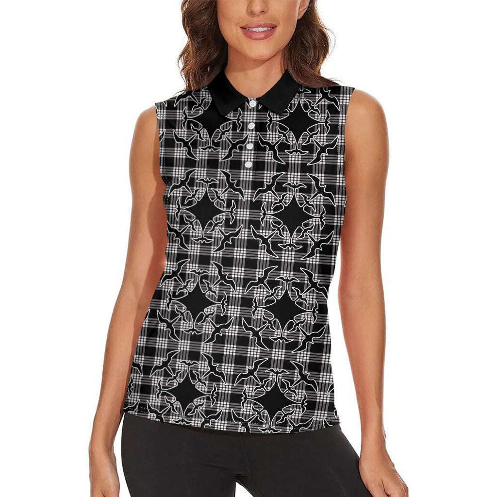 Eleele Hawaii Iwa Bird Palaka Motifs Women Sleeveless Polo Shirt LT14 - Polynesian Pride