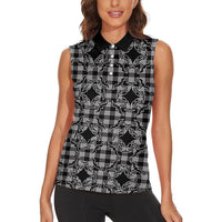 Eleele Hawaii Iwa Bird Palaka Motifs Women Sleeveless Polo Shirt LT14 - Polynesian Pride