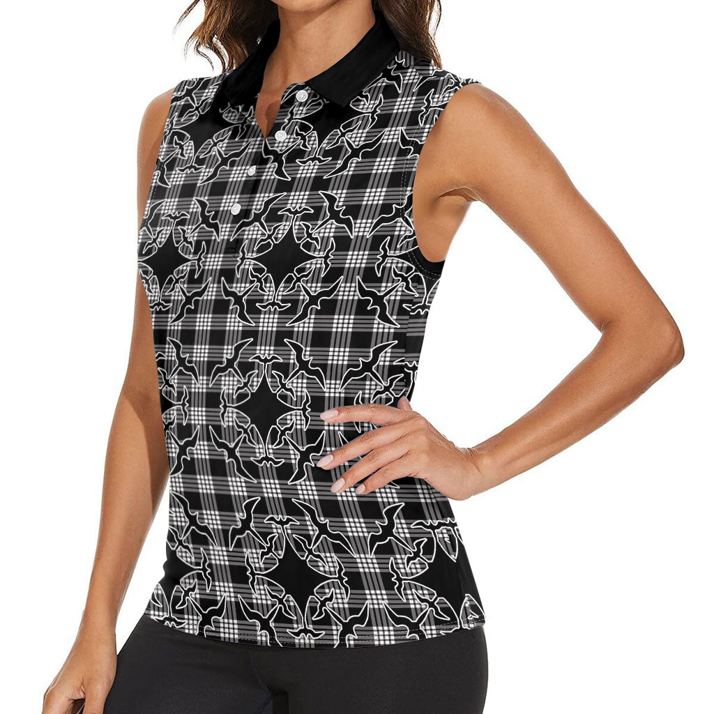 Eleele Hawaii Iwa Bird Palaka Motifs Women Sleeveless Polo Shirt LT14 - Polynesian Pride