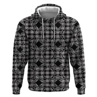 Eleele Hawaii Iwa Bird Palaka Motifs Zip Hoodie LT14 Pullover Hoodie Black - Polynesian Pride