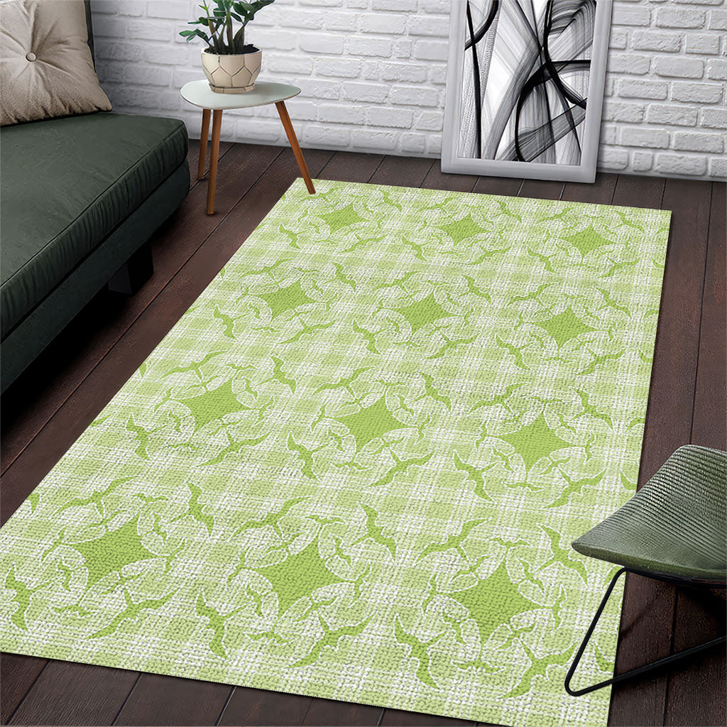 Omaomao Hawaii Iwa Bird Palaka Motifs Area Rug LT14 Green - Polynesian Pride