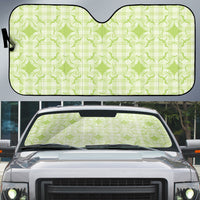 Omaomao Hawaii Iwa Bird Palaka Motifs Auto Sun Shade LT14 Green - Polynesian Pride