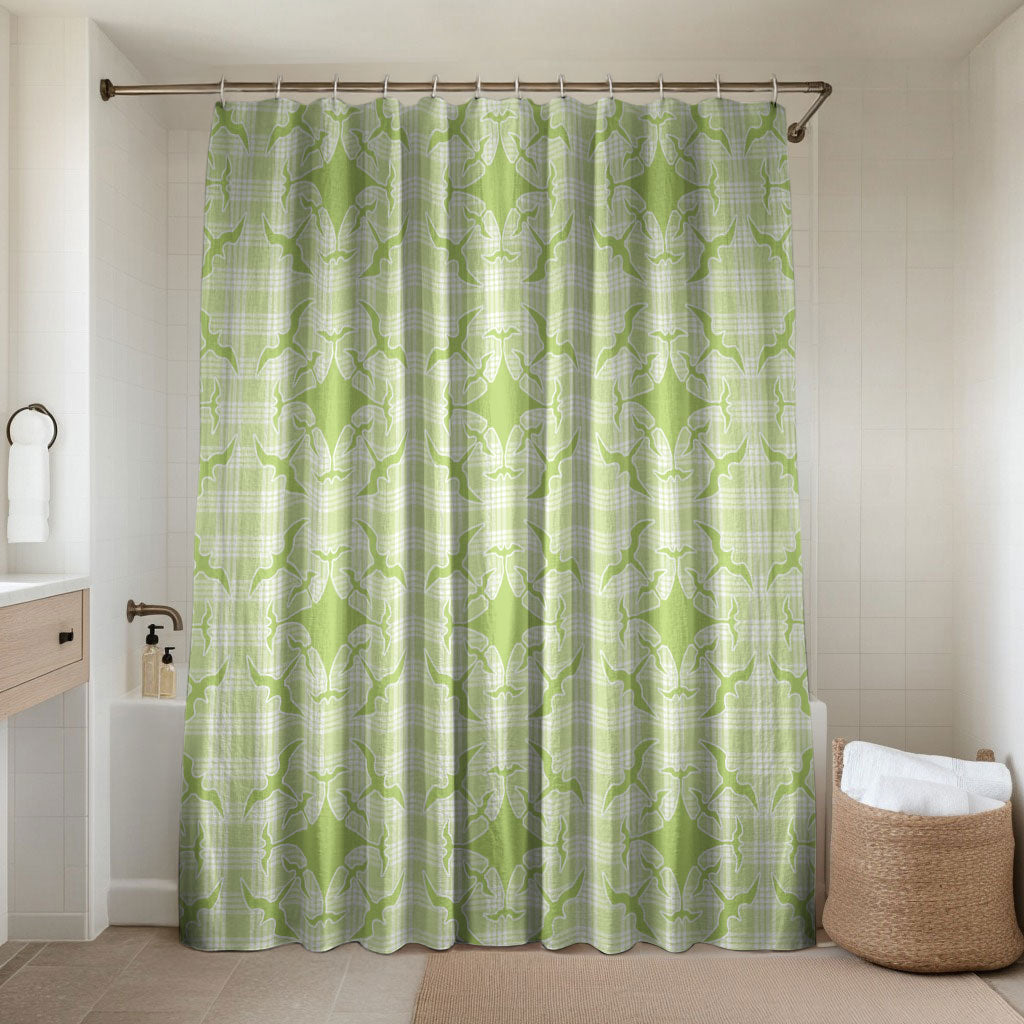 Omaomao Hawaii Iwa Bird Palaka Motifs Bathroom Set LT14 Shower Curtain Only Green - Polynesian Pride