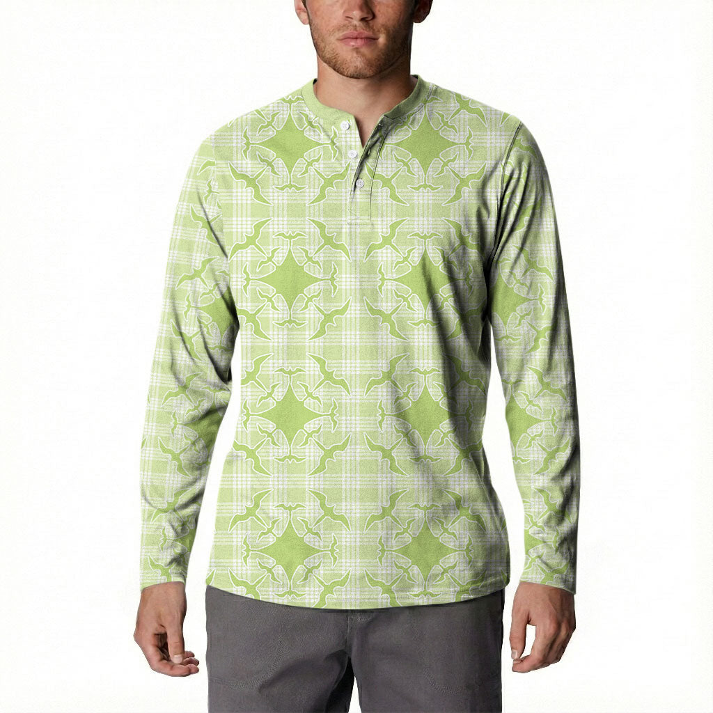 Omaomao Hawaii Iwa Bird Palaka Motifs Button Sweatshirt LT14 - Polynesian Pride