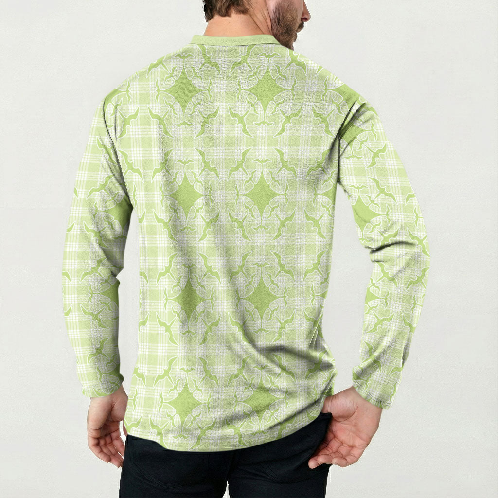 Omaomao Hawaii Iwa Bird Palaka Motifs Button Sweatshirt LT14 - Polynesian Pride