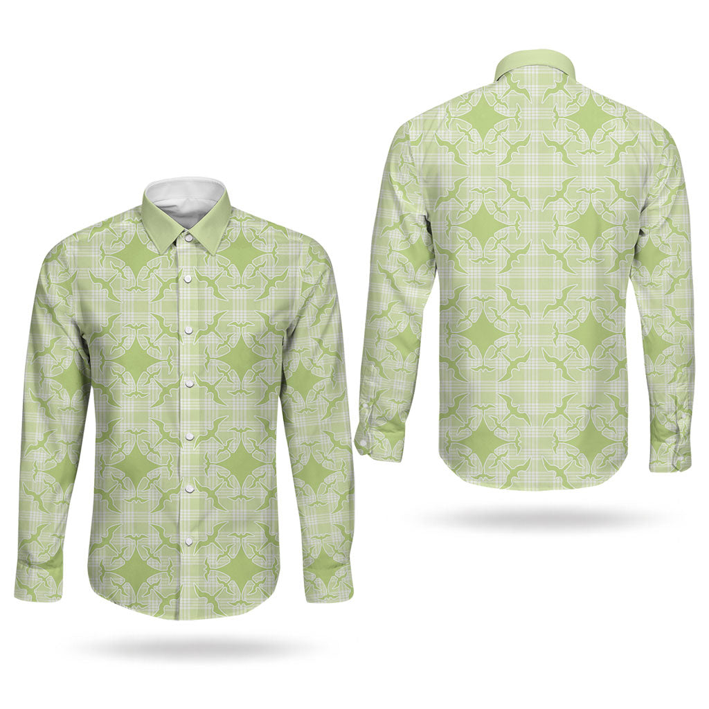 Omaomao Hawaii Iwa Bird Palaka Motifs Couples Matching Off Shoulder Maxi Dress and Long Sleeve Button Shirt LT14 - Polynesian Pride