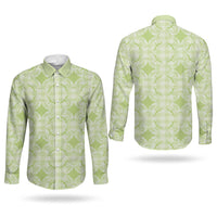Omaomao Hawaii Iwa Bird Palaka Motifs Couples Matching Off The Shoulder Long Sleeve Dress and Long Sleeve Button Shirt LT14 - Polynesian Pride