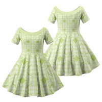 Omaomao Hawaii Iwa Bird Palaka Motifs Family Matching Puletasi and Hawaiian Shirt LT14 Daughter's Dress Green - Polynesian Pride