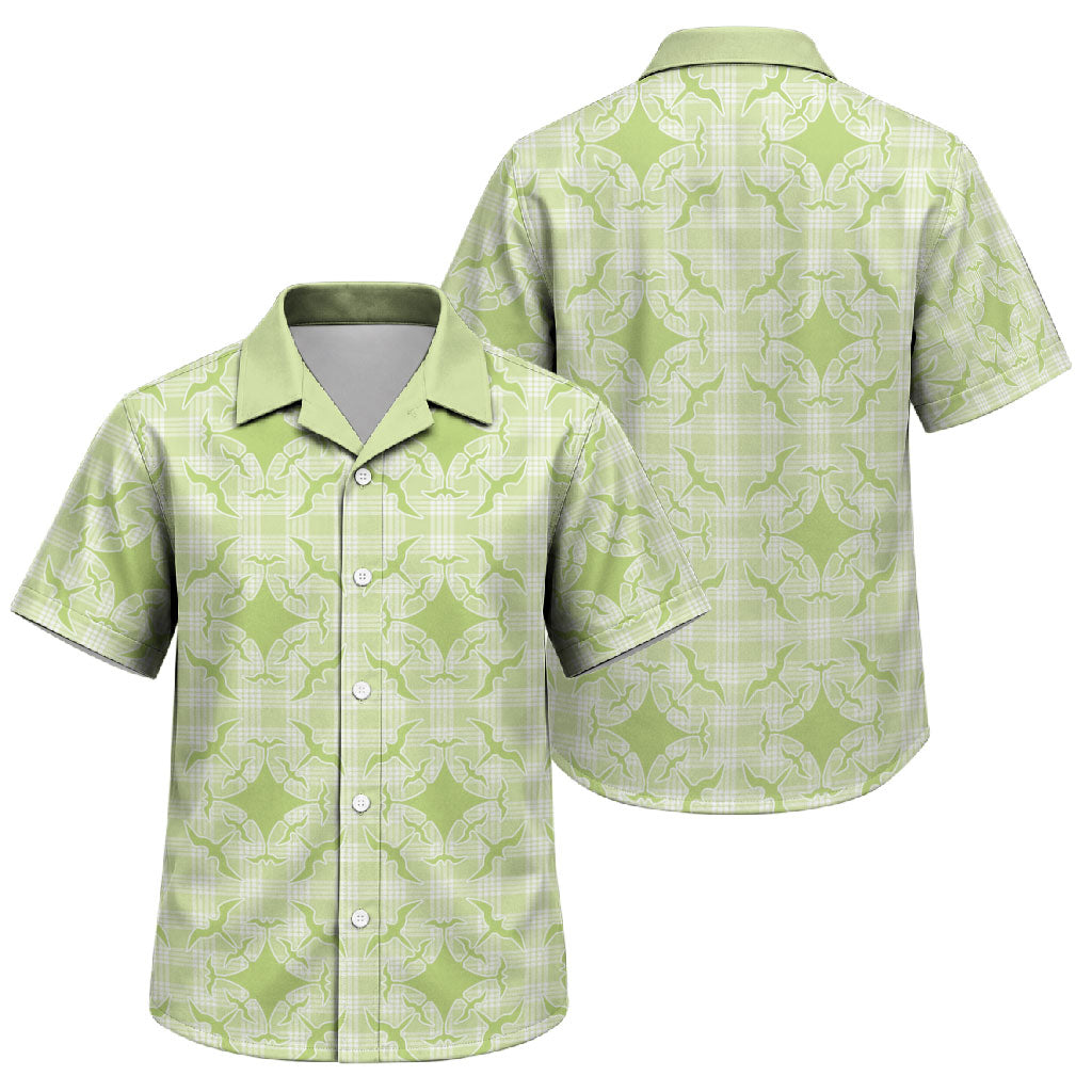 Omaomao Hawaii Iwa Bird Palaka Motifs Family Matching Puletasi and Hawaiian Shirt LT14 Son's Shirt Green - Polynesian Pride